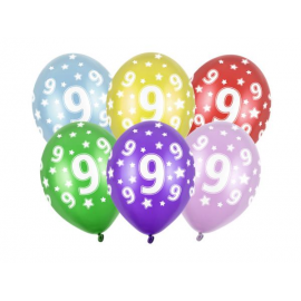 PALLONCINI 9° COMPLEANNO - Pz.6 - ø cm.30 (colori assortiti)