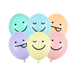 PALLONCINI SMILE FACES - Pz.6 - ø cm.30 (colori pastello)