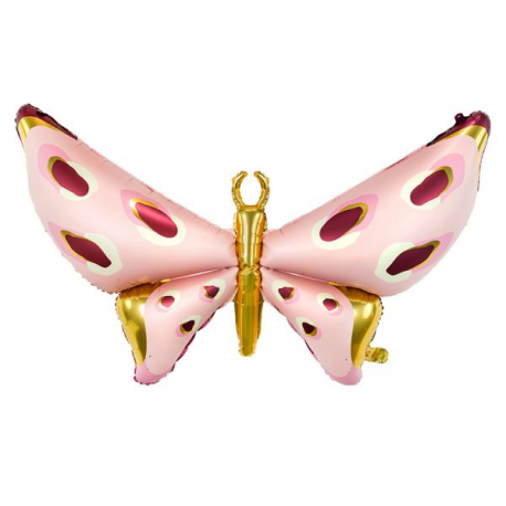 PALLONCINO MYLAR FARFALLA ROSA/ORO - 120x87cm