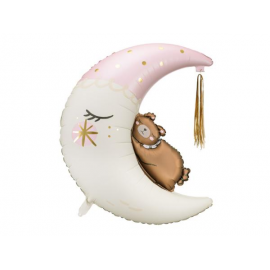 PALLONCINO MYLAR ORSETTO CON LUNA ROSA - 80x98cm