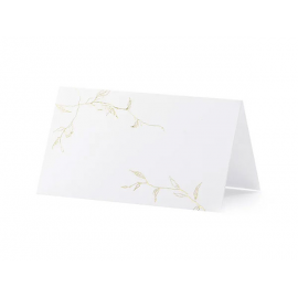 SEGNAPOSTO CON DECORO FOGLIE ORO 9,5 cm x 5,5 cm, 10 pz.