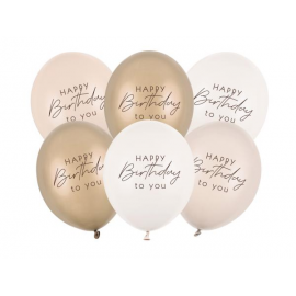 PALLONCINI HAPPY BIRTHDAY BEIGE MIX - Pz.6 - ø cm.30