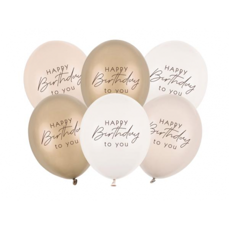 PALLONCINI HAPPY BIRTHDAY BEIGE MIX - Pz.6 - ø cm.30