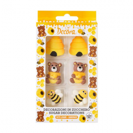 DECORAZIONI DI ZUCCHERO HONEY (api, miele, orsetti)