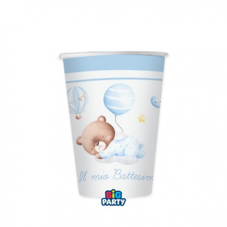 BICCHIERI BATTESIMO \\"BABY BEAR AZZURRO\\" 250cc - 6 pezzi