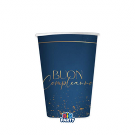 BICCHIERI BUON COMPLEANNO \\"BLU NAVY\\" 250cc - 6 pezzi