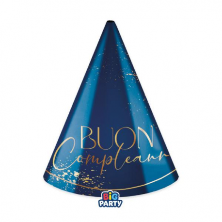 CAPPELLINI BUON COMPLEANNO \\"BLU NAVY\\" 6 pezzi