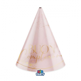 CAPPELLINI BUON COMPLEANNO \\"BLUSH ROSE\\" 6 pezzi