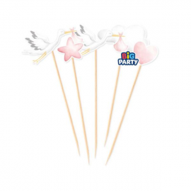 MINI CAKE TOPPER \\"WELCOME BABY CICOGNA\\" PINK