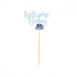 MINI CAKE TOPPER \\"WELCOME BABY\\" BLUE