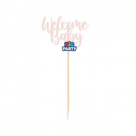 MINI CAKE TOPPER \\"WELCOME BABY\\" PINK