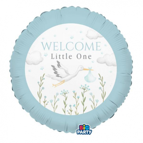 PALLONCINO MYLAR \\"WELCOME LITTLE ONE\\" BLUE 45cm