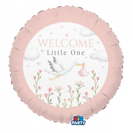 PALLONCINO MYLAR \\"WELCOME LITTLE ONE\\" PINK 45cm