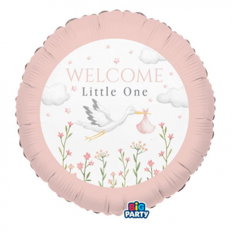 PALLONCINO MYLAR \\"WELCOME LITTLE ONE\\" PINK 45cm