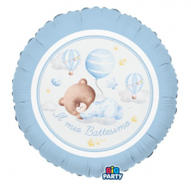 PALLONCINO MYLAR BATTESIMO \\"BABY BEAR AZZURRO\\" 45cm