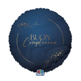 PALLONCINO MYLAR BUON COMPLEANNO \\"BLU NAVY\\" 45cm