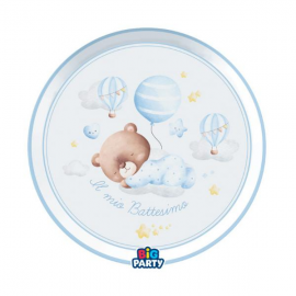 PIATTI BATTESIMO \\"BABY BEAR AZZURRO \\" 24cm - 6 pezzi