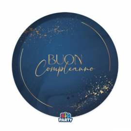 PIATTI BUON COMPLEANNO \\"BLU NAVY\\" 24cm - 6 pezzi
