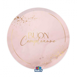 PIATTI BUON COMPLEANNO \\"BLUSH ROSE\\" 24cm - 6 pezzi