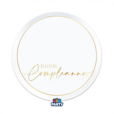 PIATTI BUON COMPLEANNO \\"GOLD\\" 24cm - 6 pezzi