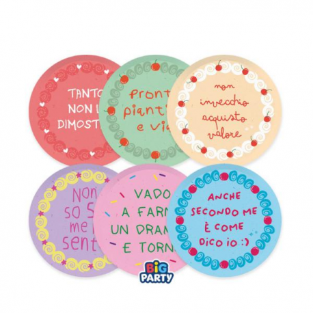 PIATTI MIX \\"CAKE PARTY\\" 18cm - 6 pezzi