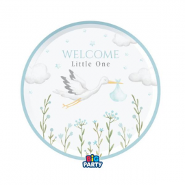 PIATTINI \\"WELCOME LITTLE ONE\\" BLUE 18cm - 6 pezzi
