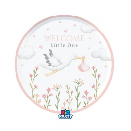 PIATTINI \\"WELCOME LITTLE ONE\\" PINK 18cm - 6 pezzi