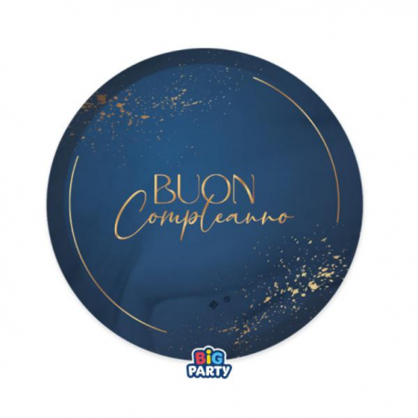 PIATTINI BUON COMPLEANNO \\"BLU NAVY\\" 18cm - 6 pezzi