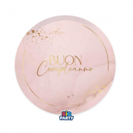 PIATTINI BUON COMPLEANNO \\"BLUSH ROSE\\" 18cm - 6 pezzi