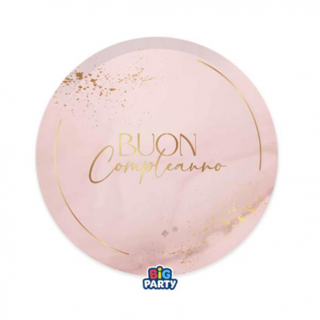 PIATTINI BUON COMPLEANNO \\"BLUSH ROSE\\" 18cm - 6 pezzi