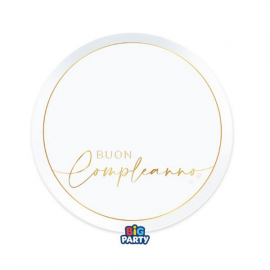 PIATTINI BUON COMPLEANNO \\"GOLD\\" 18cm - 6 pezzi