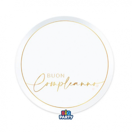 PIATTINI BUON COMPLEANNO \\"GOLD\\" 18cm - 6 pezzi