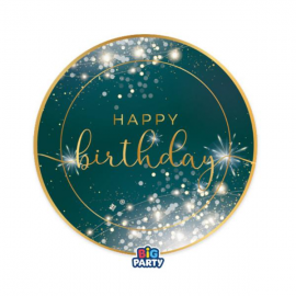 PIATTINI HAPPY BIRTHDAY \\"GLAMOUR\\" 18cm - 6 pezzi