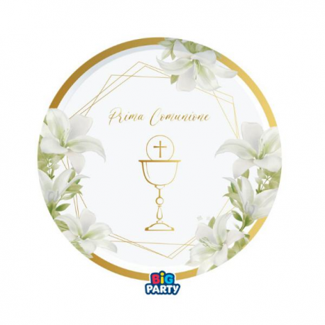 PIATTINI PRIMA COMUNIONE \\"GEOMETRIC\\" 18cm - 6 pezzi