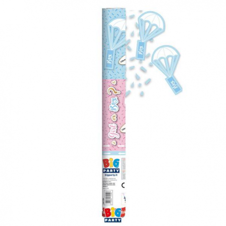 SPARACORIANDOLI \\"GIRL OR BOY\\" Gender Reveal CON PARACADUTE 60cm - AZZURRO