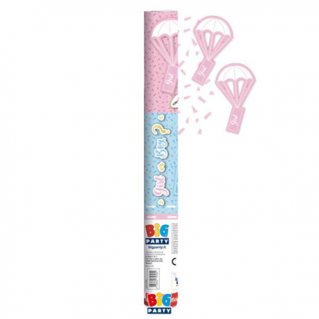 SPARACORIANDOLI \\"GIRL OR BOY\\" Gender Reveal CON PARACADUTE 60cm - ROSA