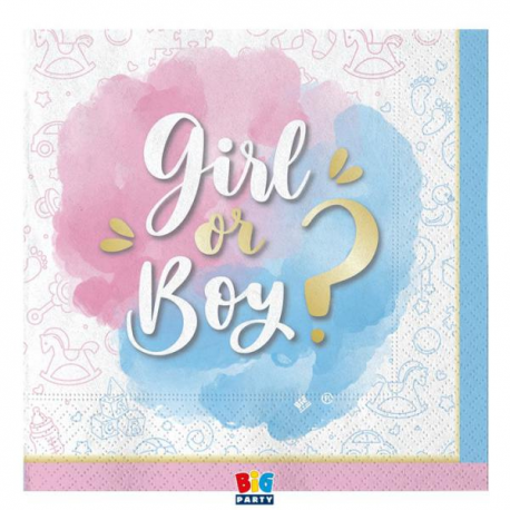 TOVAGLIOLI \\"GIRL OR BOY\\" Gender Reveal 33x33cm - 20 pezzi
