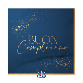 TOVAGLIOLI BUON COMPLEANNO \\"BLU NAVY\\" 33x33cm - 16 pezzi