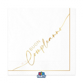 TOVAGLIOLI BUON COMPLEANNO \\"GOLD\\" 33x33cm - 16 pezzi