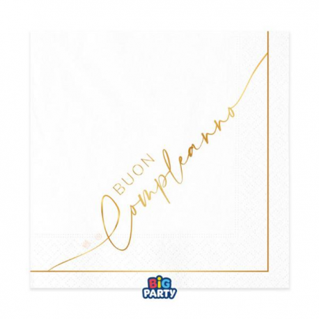 TOVAGLIOLI BUON COMPLEANNO \\"GOLD\\" 33x33cm - 16 pezzi