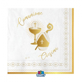 TOVAGLIOLI COMUNIONE & CRESIMA 33x33cm - 16 pezzi