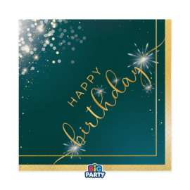 TOVAGLIOLI HAPPY BIRTHDAY \\"GLAMOUR\\" 33x33cm - 16 pezzi