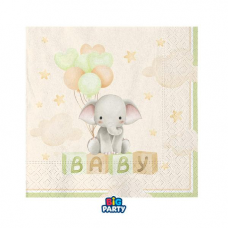 TOVAGLIOLINI \\"BABY ELEPHANT\\" 25x25cm - 16 pezzi