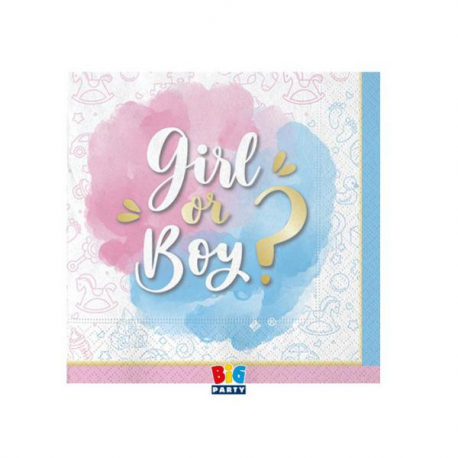 TOVAGLIOLINI \\"GIRL OR BOY\\" Gender Reveal 25x25cm - 20 pezzi
