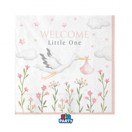 TOVAGLIOLINI \\"WELCOME LITTLE ONE\\" PINK 25x25cm - 16 pezzi