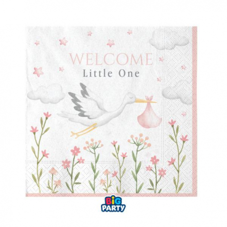 TOVAGLIOLINI \\"WELCOME LITTLE ONE\\" PINK 25x25cm - 16 pezzi