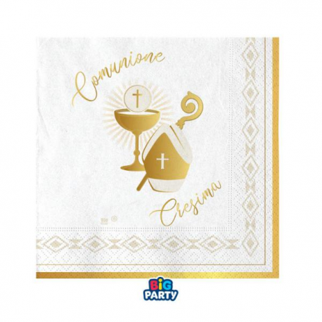 TOVAGLIOLINI COMUNIONE & CRESIMA 25x25cm - 16 pezzi