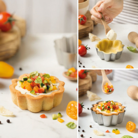 STAMPO DESIGN TART CROSTATA TONDO MINI &oslash; 8 cm x h 3,5 cm Antiaderente