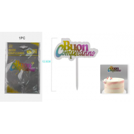 CAKE TOPPER "BUON COMPLEANNO" RAINBOW 12cm