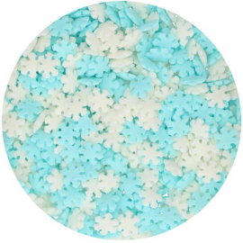SOGGETTI DI ZUCCHERO FUNCAKES - FIOCCHI DI NEVE BIANCHI E AZZURRI 50gr